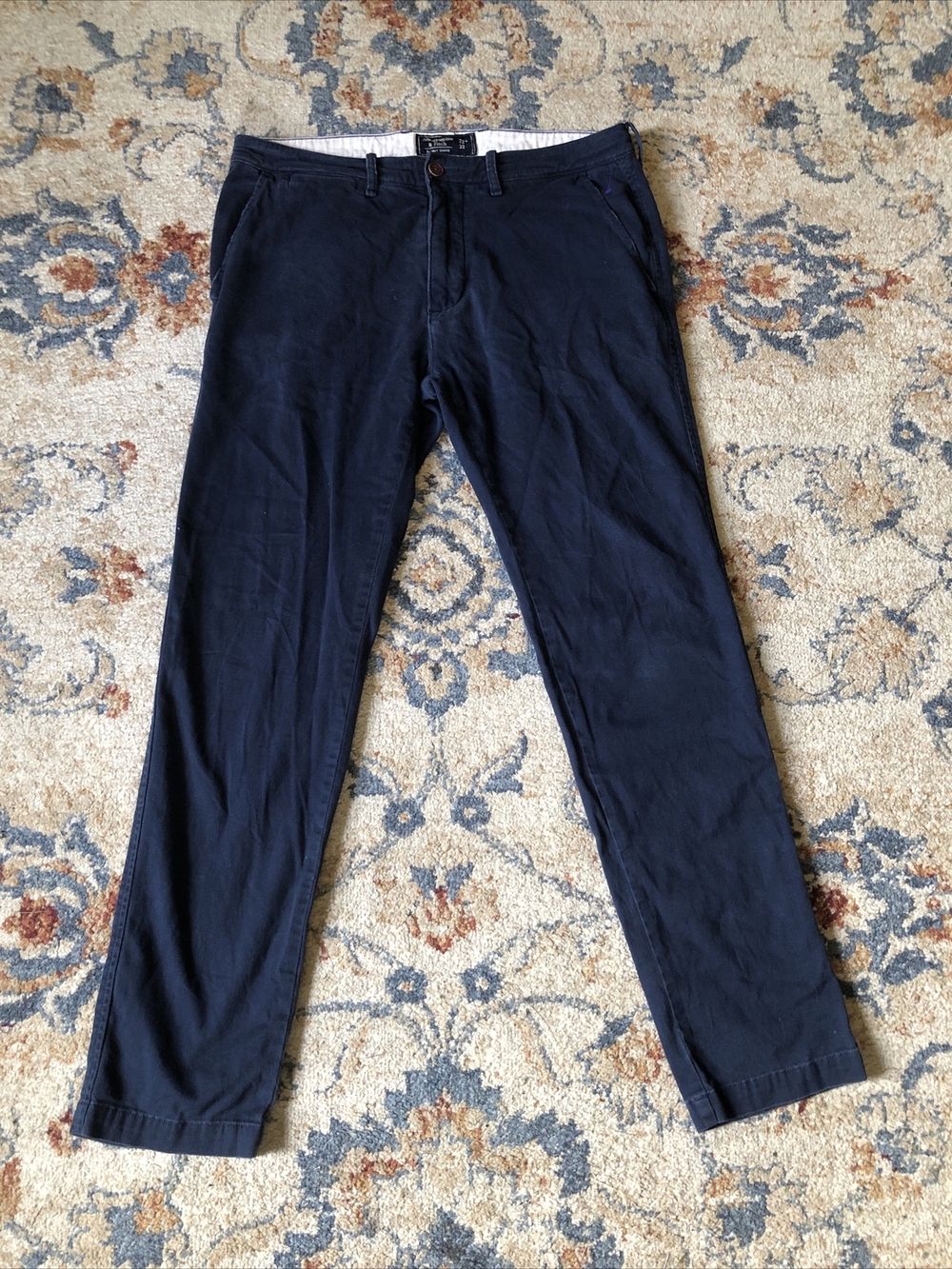 Abercrombie Fitch Pants Mens 33x32 Blue Skinny Stretch Modern Chino Workwear
